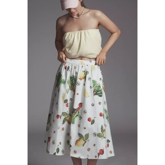 The Jacie Poplin Veggie Garden Printed Midi Skirt by Maeve 1X - Picture 5 of 5